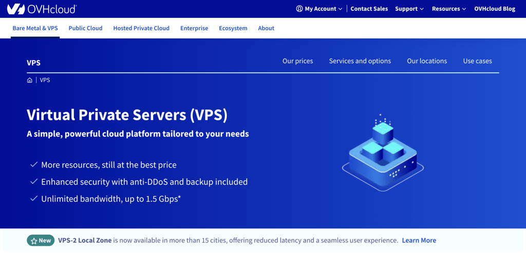OVHCloud VPS landing page