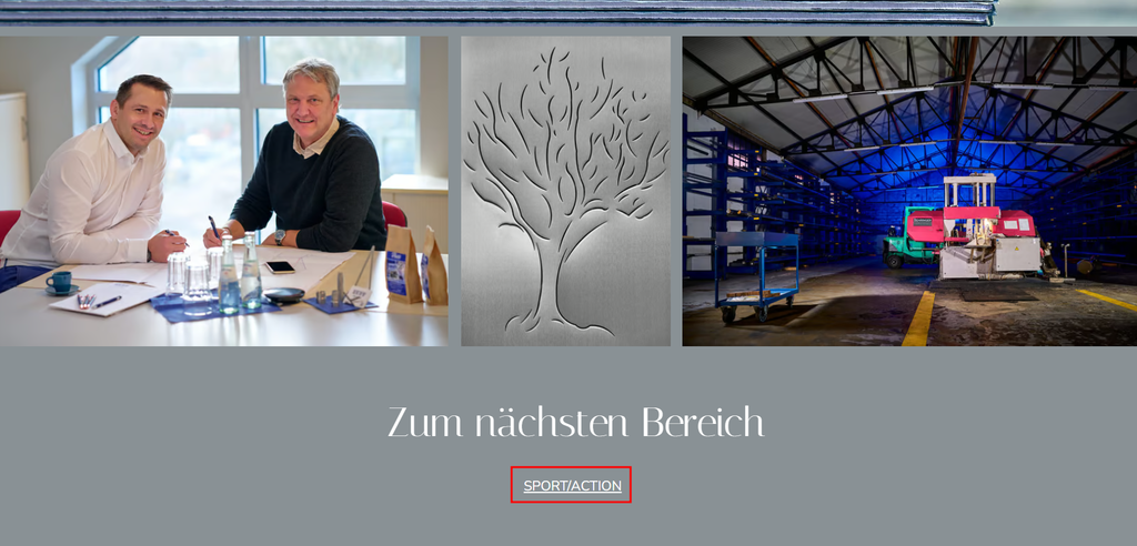 Pixel Style business industrie page with a link leading to another project page highlighted