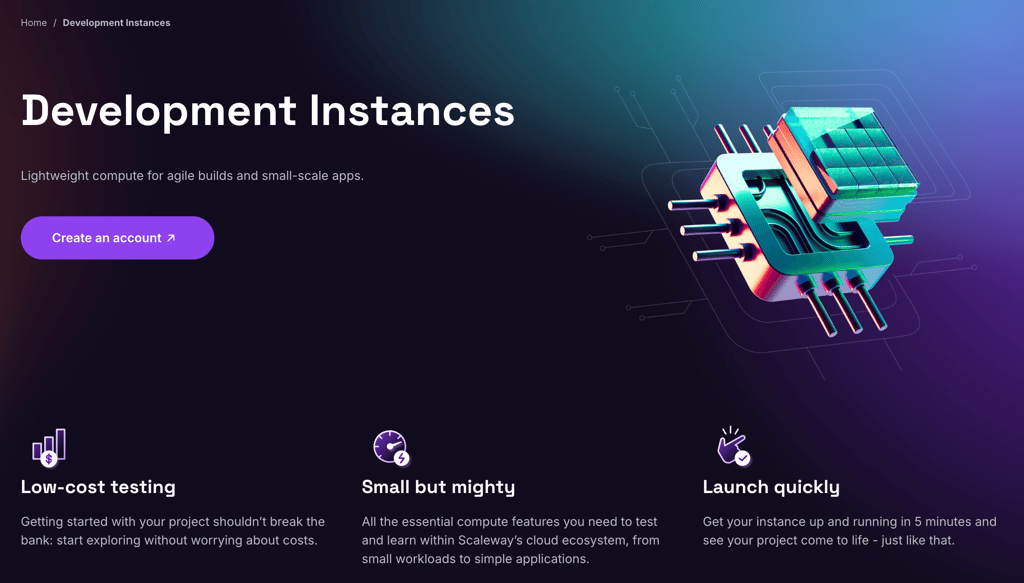 Scaleway VPS landing page
