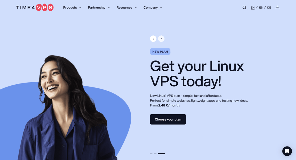 Time4VPS VPS landing page