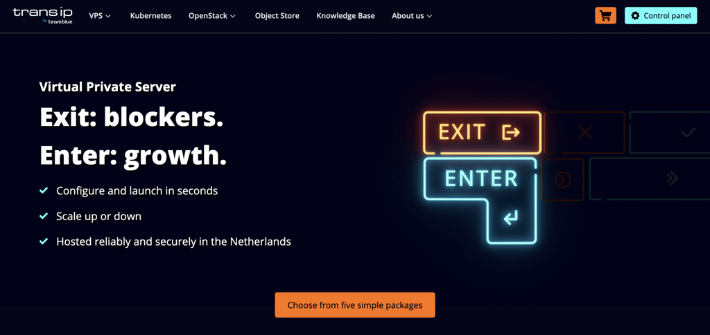 TransIP VPS landing page
