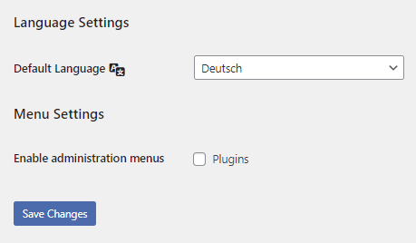 Setting up the subsite's main language.