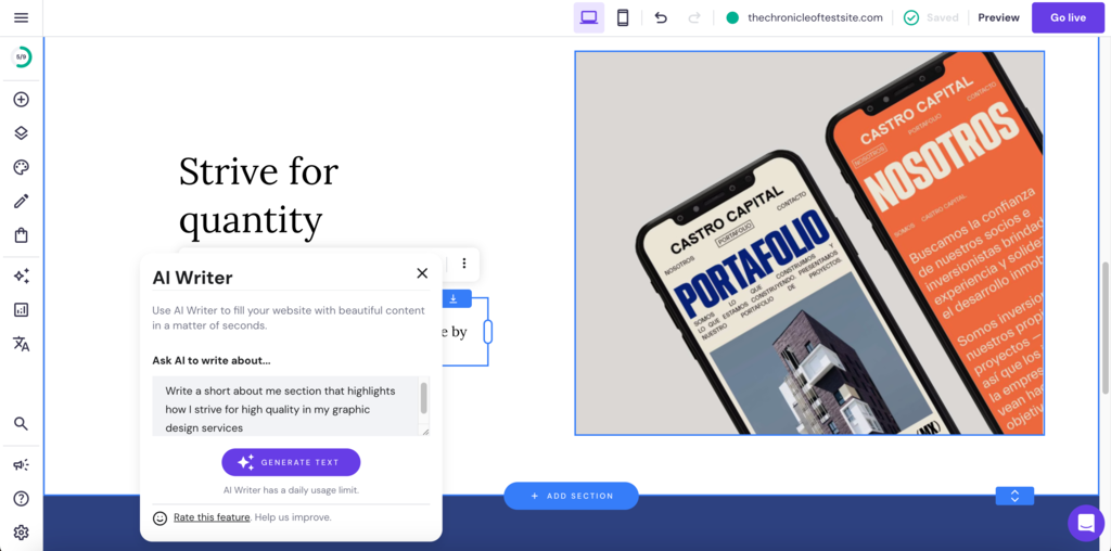 Hostinger AI Writer tool