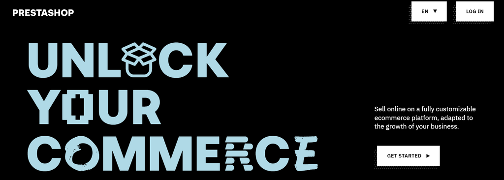 The landing page of PrestaShop