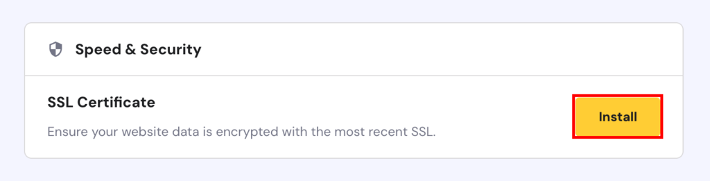 Hostinger SSL certificate installation wizard