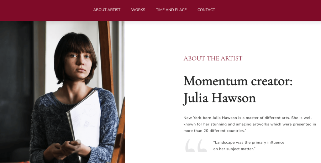 About Artist page of the Ayomide template