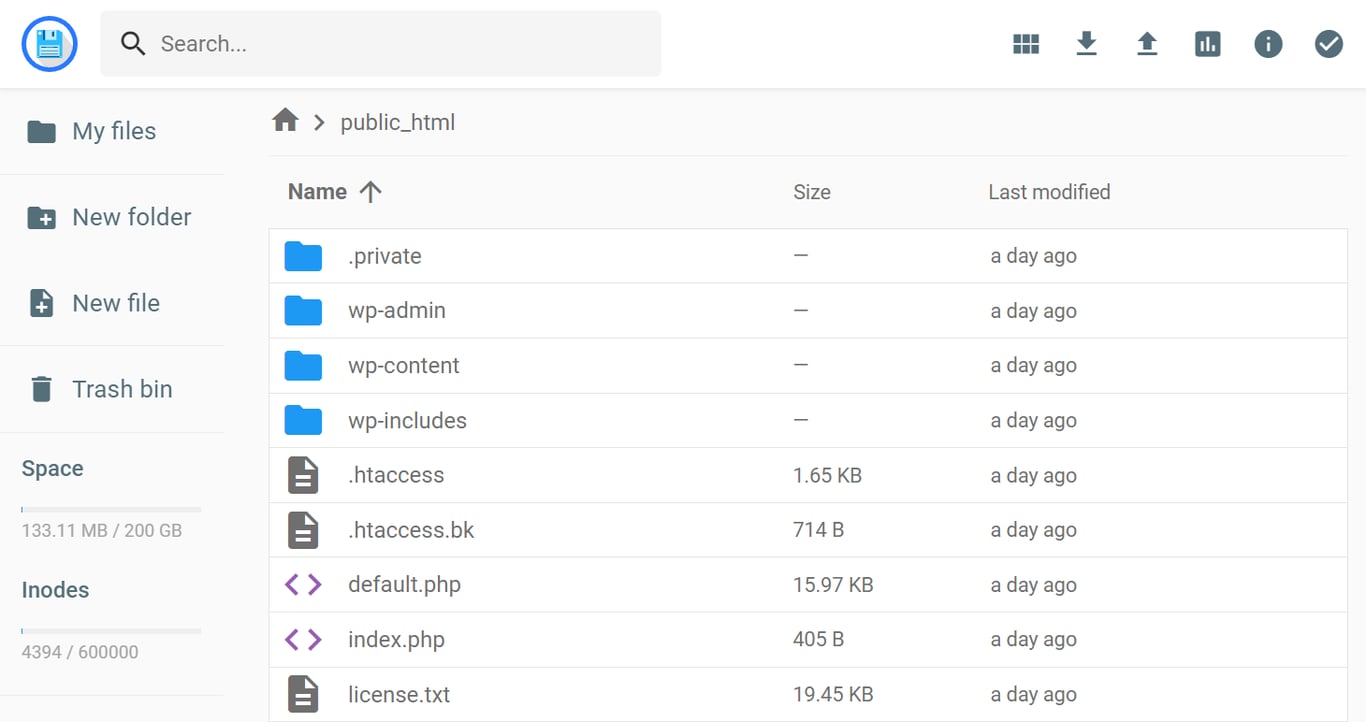 Hostinger File Manager user interface