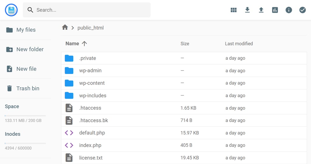 Hostinger File Manager user interface