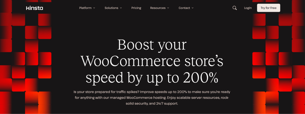 Kinsta landing page