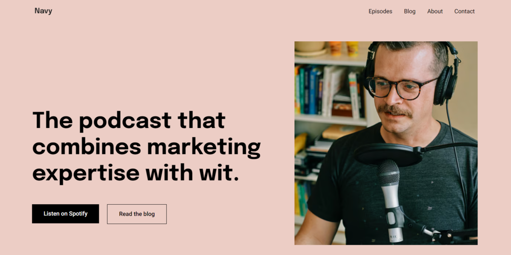 Hostinger Website builder Navy podcast site template preview