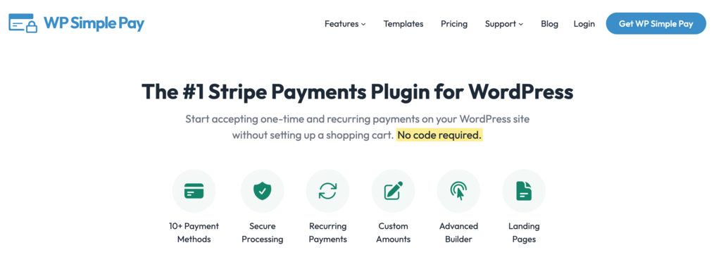WP Simple Pay official homepage