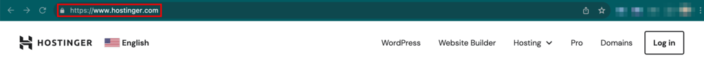 Hostinger URL showcasing the lock icon and the https protocol