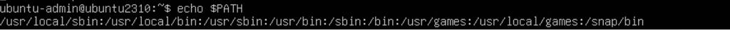 The echo command prints the current value of the PATH variable