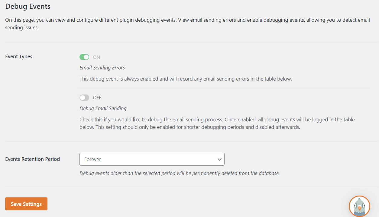 WP Mail SMTP's event debugger