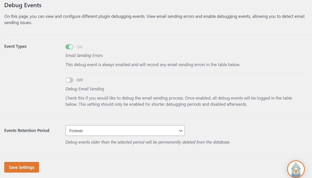 WP Mail SMTP's event debugger
