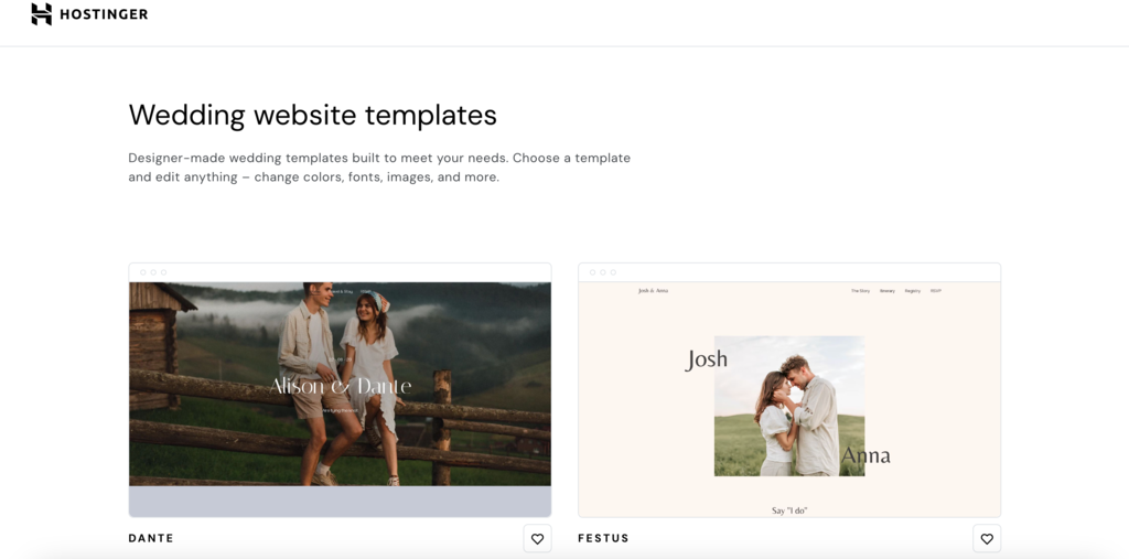 Hostinger website builder templates