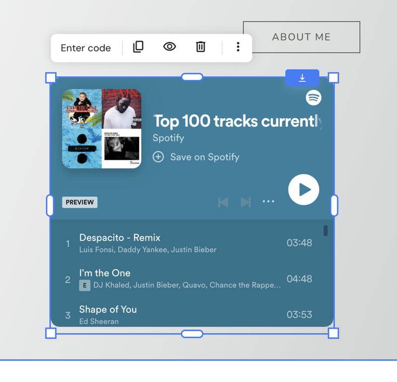  Spotify playlist player embedded to a website