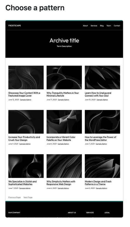 A grid of posts displayed in a selected layout