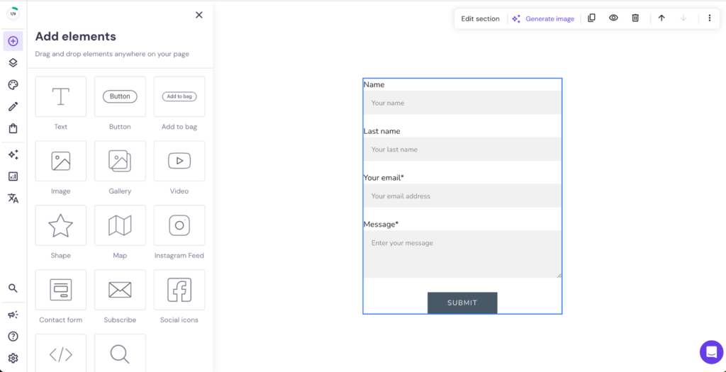 Adding a contact form to a page