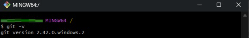 Git Bash returns the installed Git version number