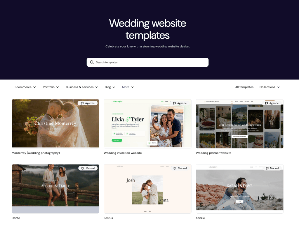 Hostinger AI Builder wedding website templates