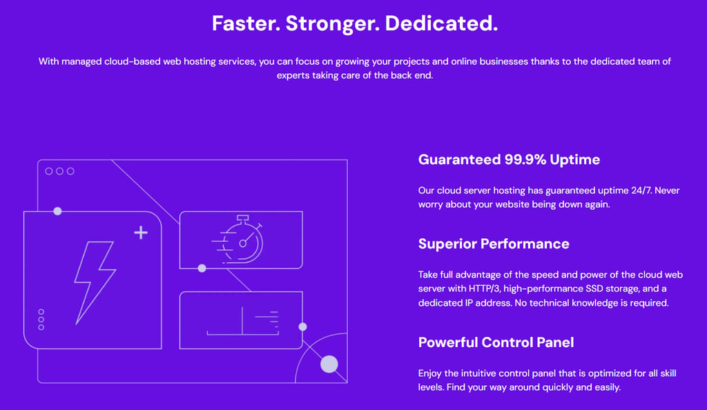 Hostinger cloud hosting landing page copy