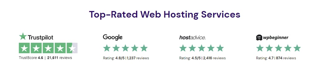 Hostinger's trust badges