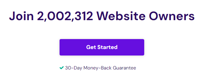 Hostinger WordPress hosting landing page with a CTA button