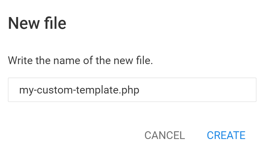 Creating a new file in the hPanel's File Manager