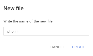 Creating a new php.ini file in the root directory using a file manager