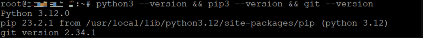 Python PIP and Git version on Terminal