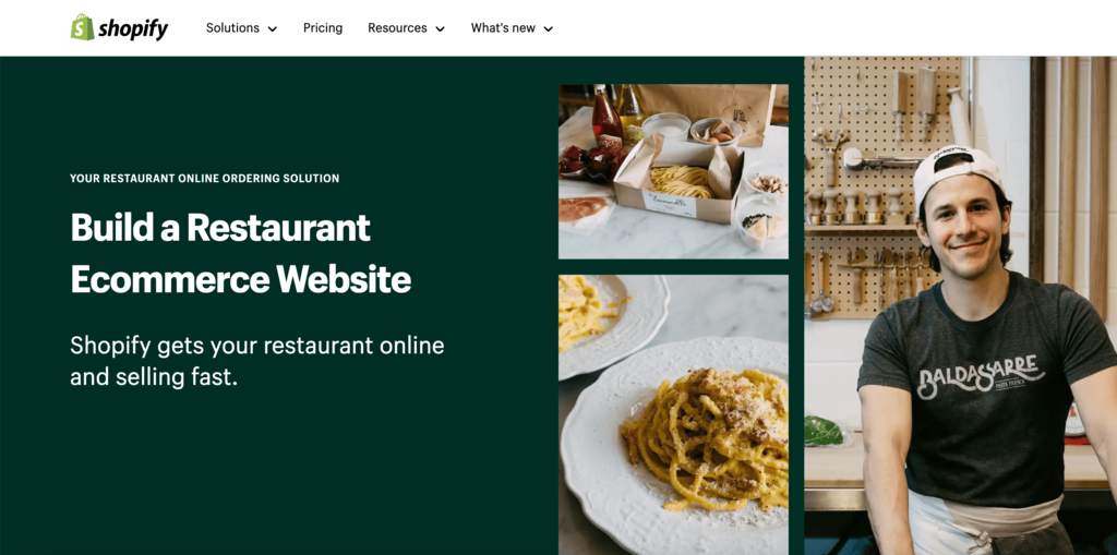 Shopify restaurant builder landing page