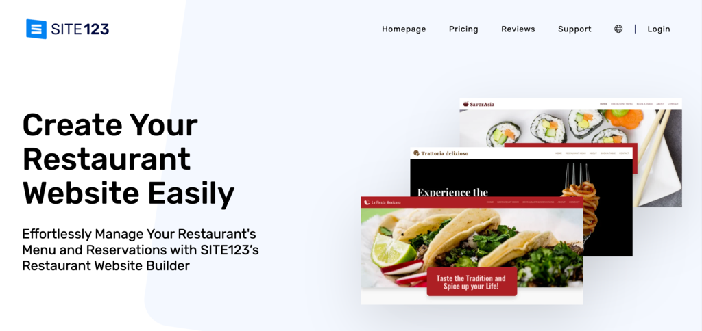 SITE123 website builder landing page