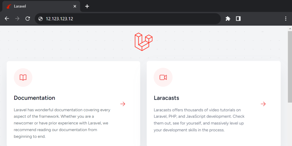 The Laravel welcome page