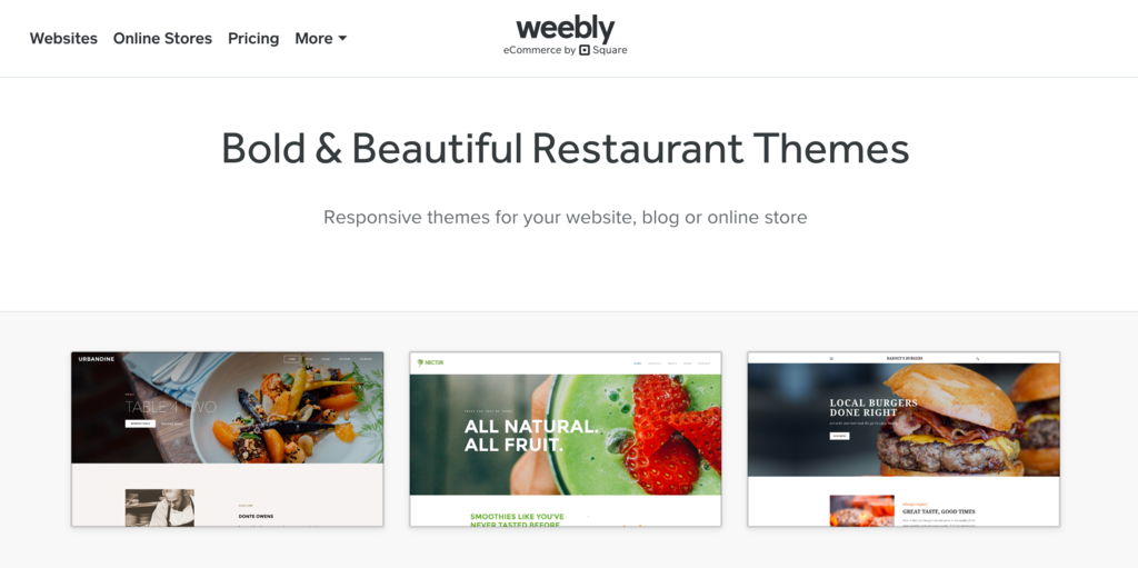 Weebly resaurant themes