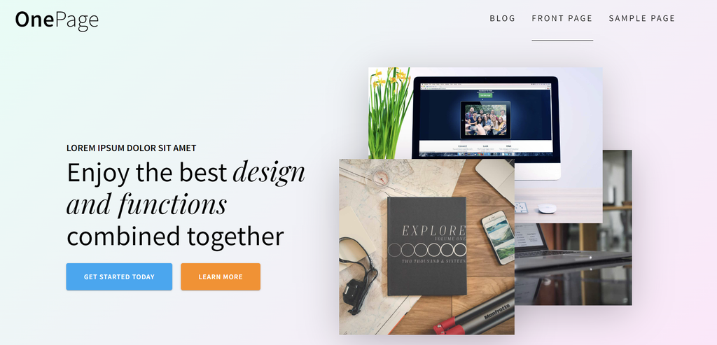 One of the site demos offered by One Page Express