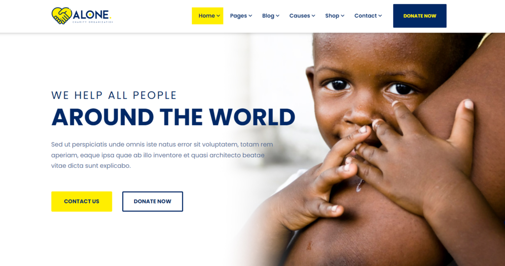 Alone WordPress theme homepage