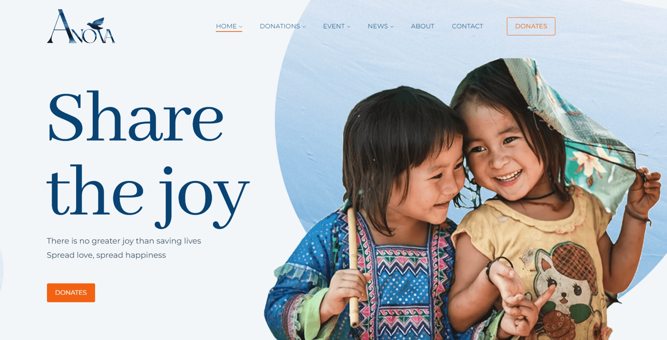 Anova WordPress theme homepage