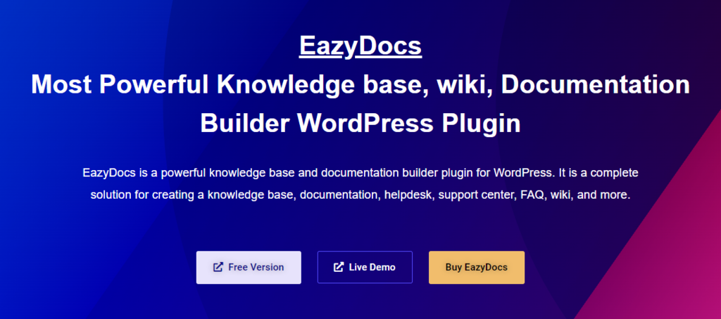 EazyDocs official homepage