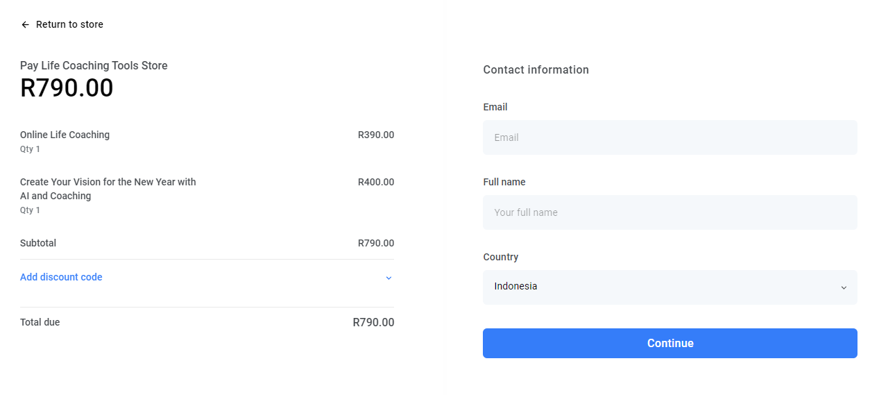 Fearless Wolf Life Coaching add to cart page