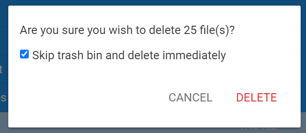 The delete confirmation prompt in Hostinger's file manager.
