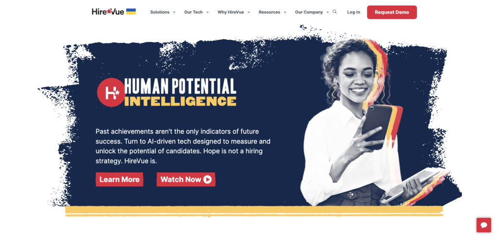 HireVue landing page