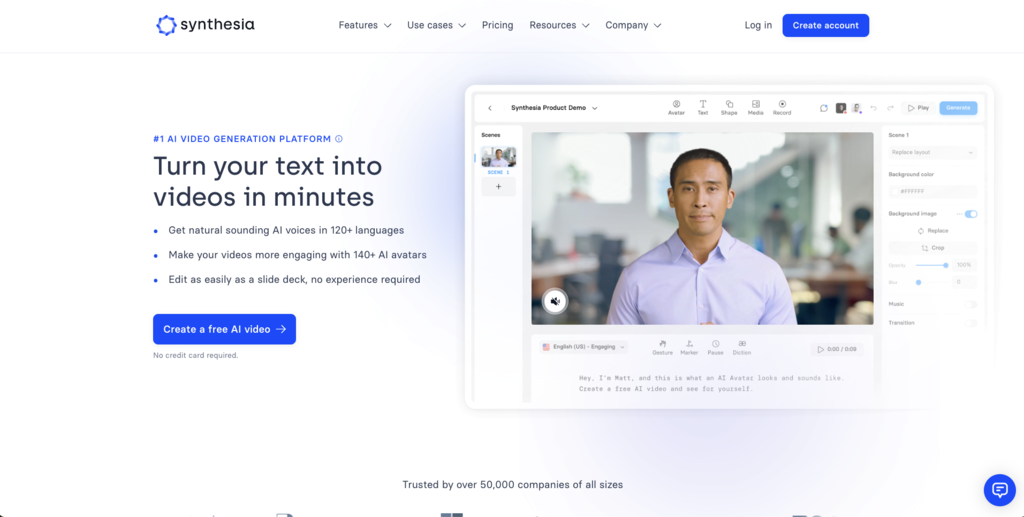 Synthesia landing page