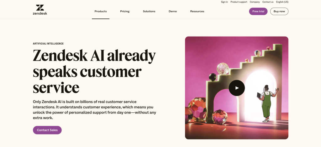 Zendesk AI landing page