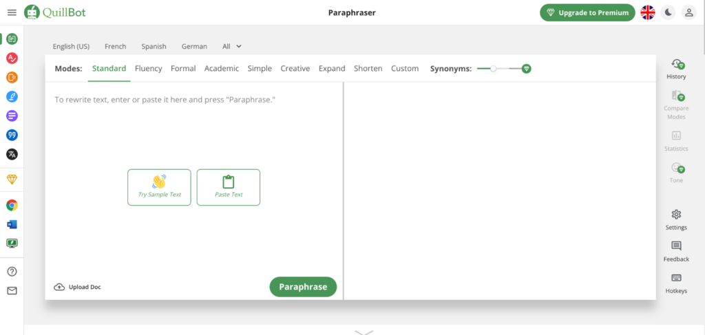 Quillbot landing page