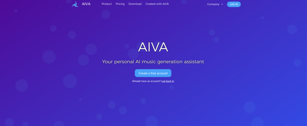 AIVA landing page