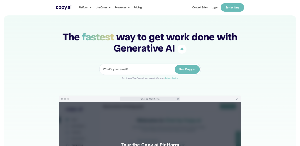 Copy AI landing page