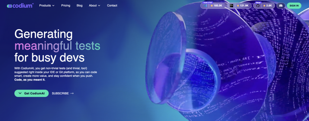 Codium landing page