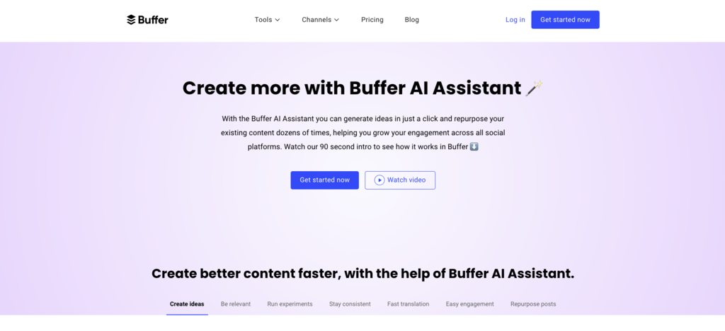 Buffer AI Assistant landing page