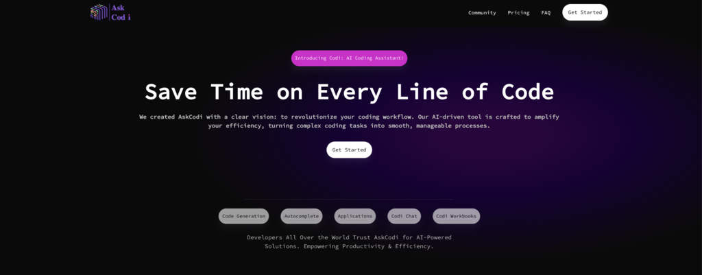 AskCodi landing page